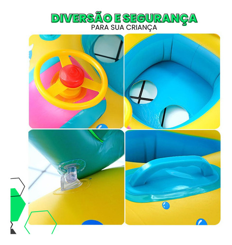 Boia Bote Carrinho Bebê Infantil Inflável Piscina Cobertura Removivel Proteção Com Volante Pop Imports