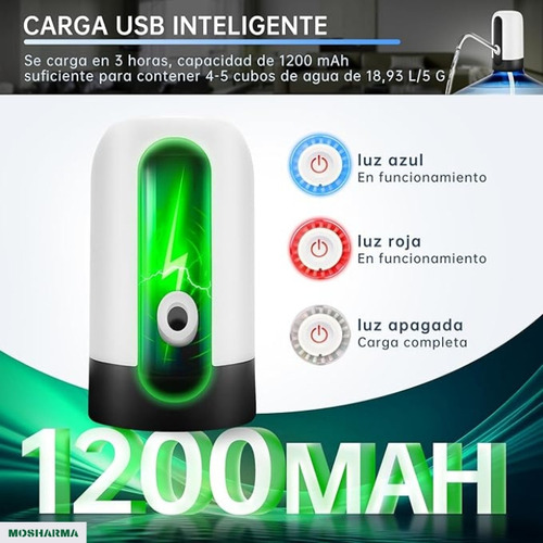 Dispenser De Agua Automatica Mosharma Portatil Para Bidon De Agua Usb Recargable