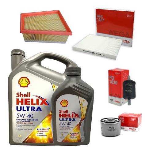 Kit 4 Filtros + 5l Aceite Shell 5w40 Renault Duster 1.6