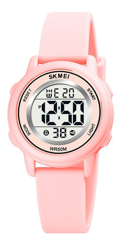 Reloj Unisex Skmei 1721 Sumergible Digital Alarma Cronometro Color de la malla Rosado Claro Color del fondo Blanco