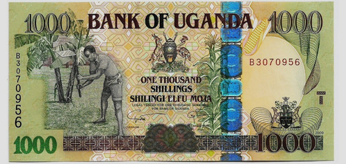 Fk Billete Uganda 1000 Shillings 2009 P-43d Sin Circular