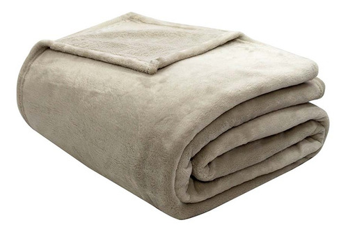 Cobertor Manta Velour Microfibra Solteiro 2,20mx1,50m Bege