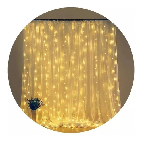 Cortina Guirnalda Cascada Led Navideña Luz Luces 3m X 2m