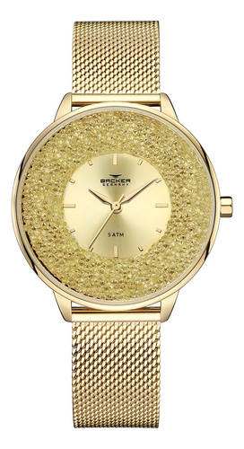 Relógio Backer Germany Feminino Dourado Fashion 14030145f