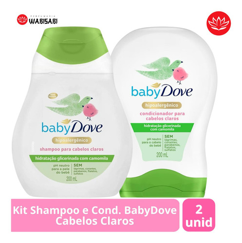  Kit Shampoo E Condicionador Baby Dove Cabelos Claros 200ml