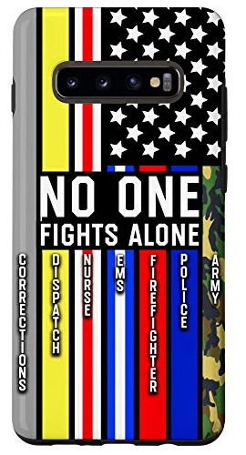 Funda Para Galaxy S10+ No One Fight Alone Usa Flag Thin Line