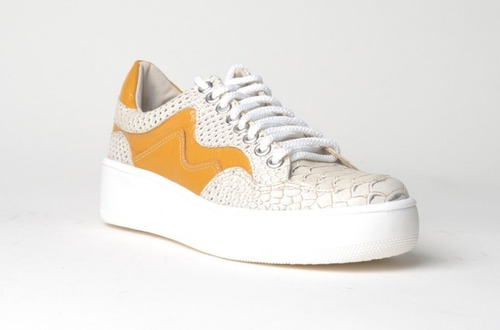 Imagen 6 de 7 de Zapatillas Urbanas De Mujer Cuero Cordones Crash - Ferraro