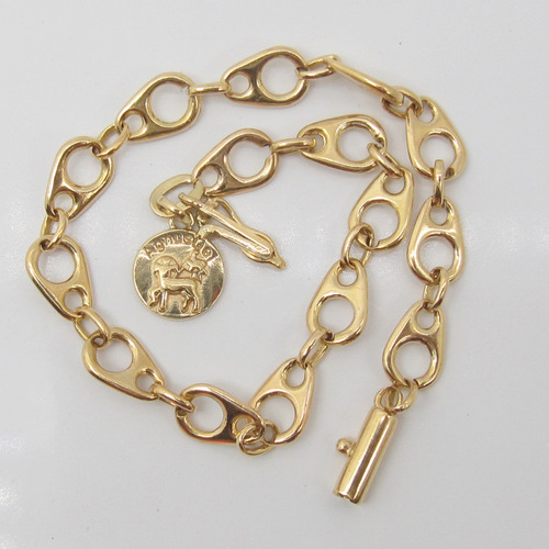 7939 Pulseira Comp. 22 Cm Pulseira Maciça Reforçada Ouro 18