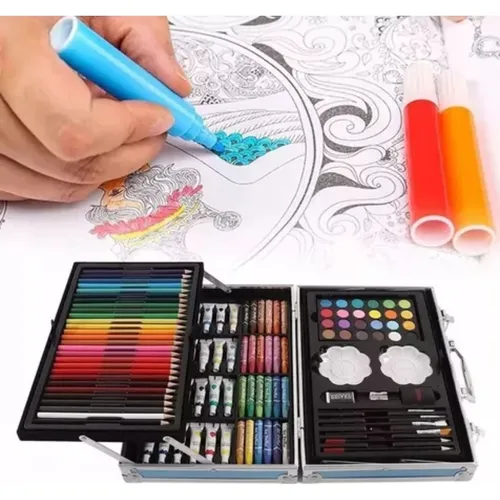 Kit Dibujo Maleta Colores Lapices Estuche Profesional 145 Piezas