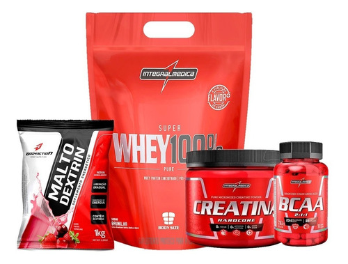 Whey 100% 900gr + Malto + Creatina + Bcaa Integralmedica 