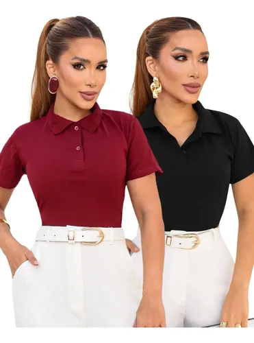 Kit 2 Blusas Polo Feminina Algodão Premium