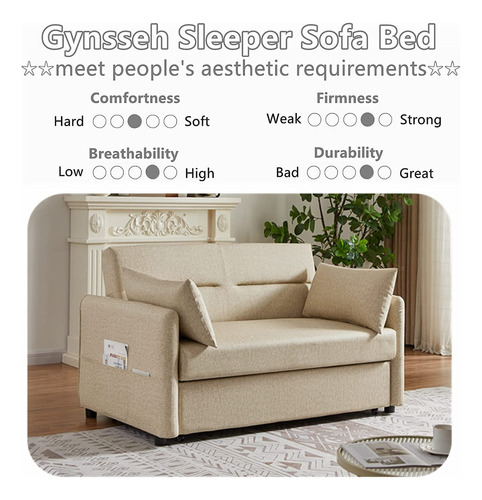 Sofa Cama Convertible 3 En 1 Color Caqui Marca Gynsseh