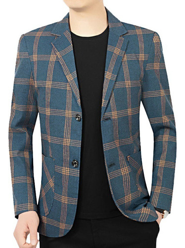 Saco Blazer Hombre Casual Moda A Cuadros Confort Slim Fit