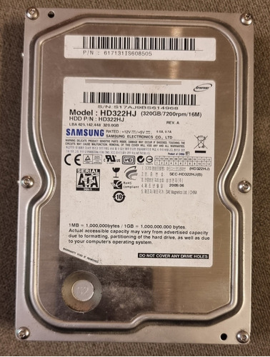 Disco Duro Para Pc Marca Samsung De 320gb Hdd 3.5