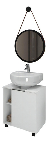 Gabinete De Coluna Banheiro Pequin Branco Com Espelho Adnet