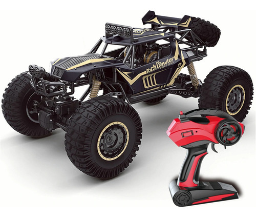 Carro Elétrico Off Road Tracer 4x4 Crawler Truggy Monster Cor Preto / Dourado Personagem Com Bateria 7.4v E Carregador