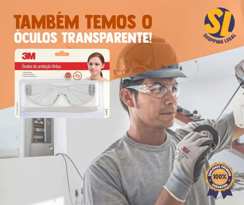 Imagem 5 de 7 de Óculos De Proteção Epi Segurança Virtua Cinza Fume 3m