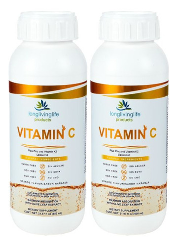 Nano Liposomal Vitamina C Con Zinc Y K2  (2 Pack) 16.9 Oz.