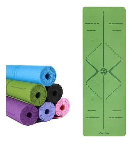 Tapete Yoga Tpe Mat Pilates 6mm Estampado Linha De Posturas