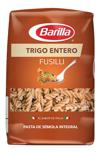 Pasta Barilla Fusilli Trigo Entero 400g