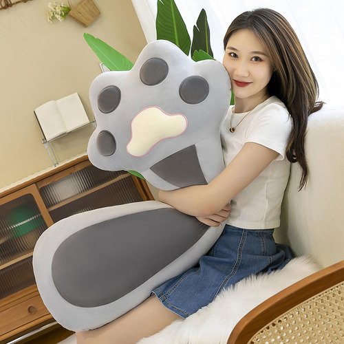Long Gat Fagmy Pillow Cushion Cartoon Huggable Cat Paw Gris