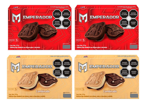 Galleta Gamesa Emperador Paq C/4 Cajas Chocolate Y Combinado