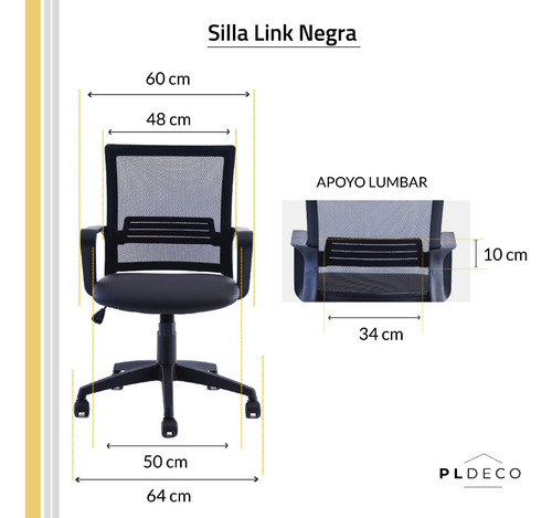 Silla De Escritorio Negra Gerencial Rolic Link Respaldo Mesh