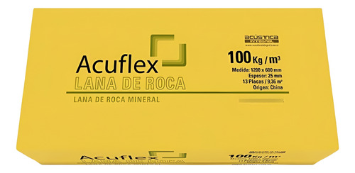 Placa Lana De Roca Mineral Acuflex 120x60 Cm 25 Mm 100 Kg/m3 Color Caqui