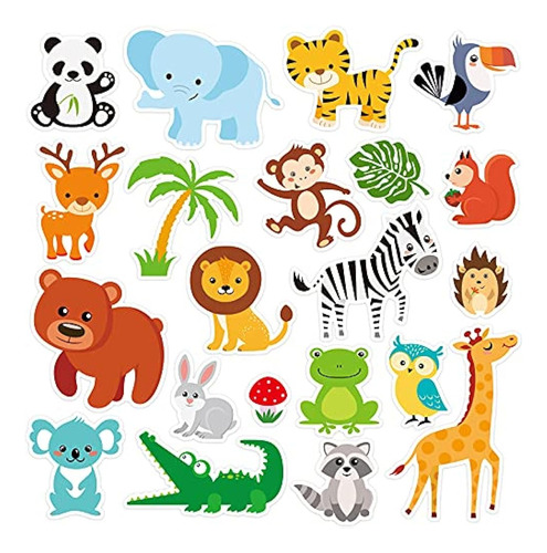 20 Pcs Jungle Animals Thick Gel Clings Winter Safari Window 