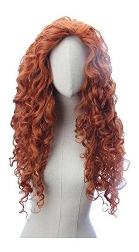 Long Copper Red Curly Wave Inspirado Merida Brave Peluca A P