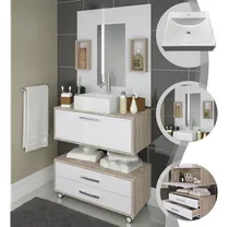 Comprar Gabinete Banheiro Pia Cuba Balcão Armário 80cm Painel Gaveta