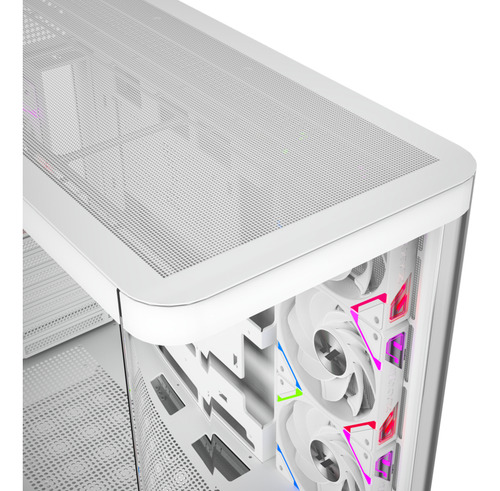 Gabinete Xyz Quantum Pro 4 Fans Controler Curved 2d Glass Usb C Digital Screen White Con Pantalla