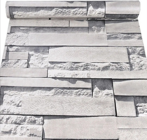 Imagen 3 de 7 de Papel Tapiz Piedra Laja Gris Mayoreo