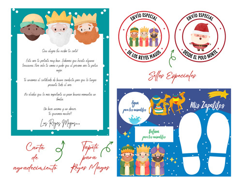 Kit Imprimible Carta Para Reyes Magos, Tapete, Certificado