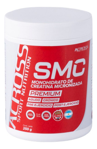 Suplemento En Polvo de Creatina Monohidrato Sin Sabor 250GR SMC