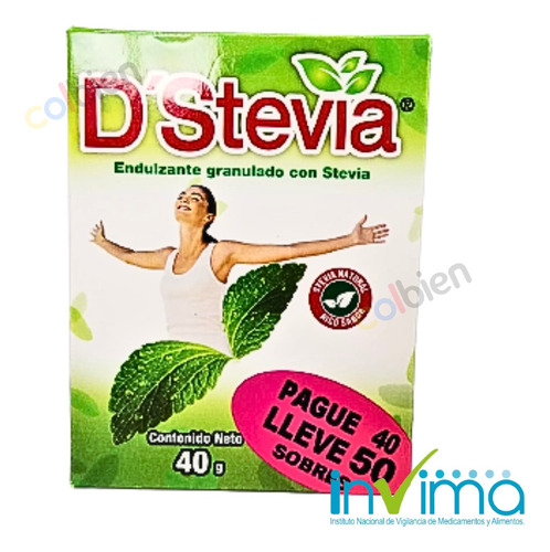 Stevia Natural 50 Sobres | Café, Chocolate, Jugos, Postres