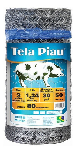 Tela Mangueirão 0,80x50m Bwg 18 Morlan