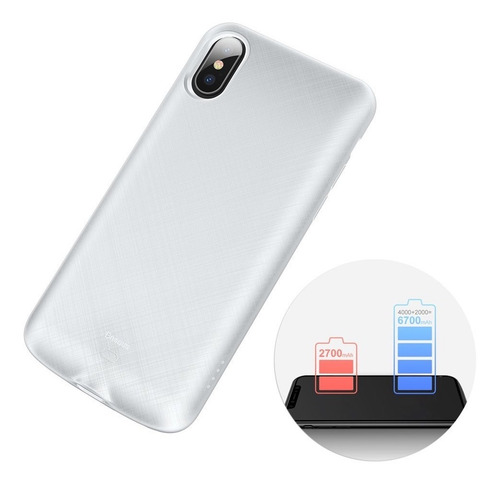 Imagen 2 de 10 de Estuche Batería Para iPhone XS / X De 4000 Mah En Blanco