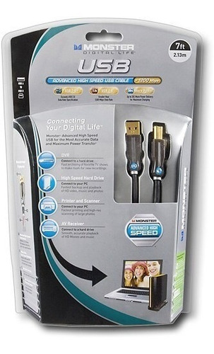 Cable Usb Para Impresora Monster Digital Life 2 Mts