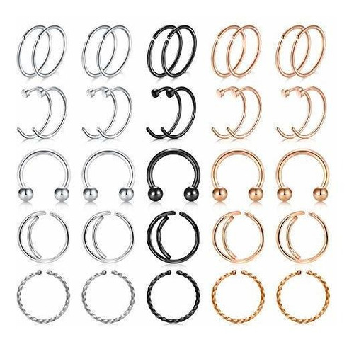 Aros - Avyring 20g Nose Rings Hoop Nose Rins Surgical Steel 