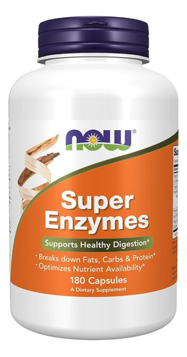Enzimas digestivas Super Enzimas Super Enzimas de Now Foods, 180 cápsulas, sabor sin sabor