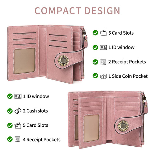 Tarjetero Plegable De Piel Sendefn Para Mujer, Tamano Peq...