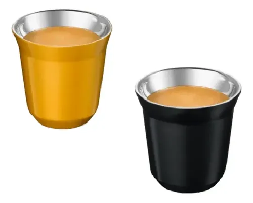 Par Xícaras Pixie Original Nespresso 80ml Expresso Aço Inox