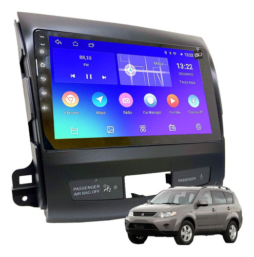 Multimidia Android 9pol Carplay Outlander 2006-13 Kit Pronto