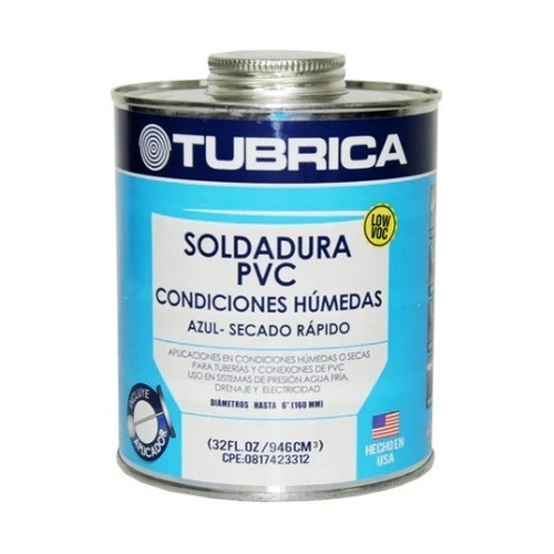 Pega Soldadura Pvc Aguas Blancas Cond Humedas 1/4 Tubrica