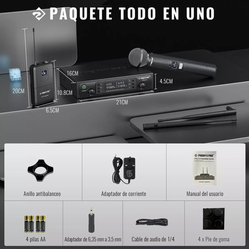 Sistema De Micrófono Inalámbrico Dual Uhf Phenyx Pro Ptu-71b