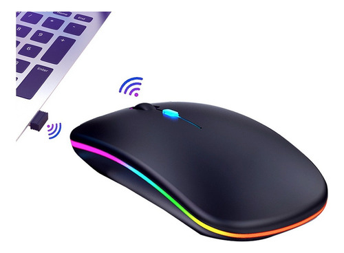 Mouse Led Recargable Ratón Silencio Inalámbrico Rgb Color