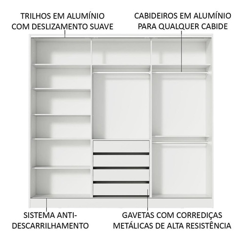 Guarda Ropa Closet Madesa Royale 3 Puertas Color Blanco/Marrón