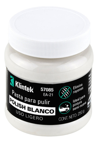 Polish En Pasta Blanca Para Auto 250 G Uso Ligero Klintek