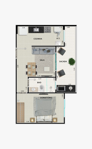 Imagem 8 de 11 de Lançamento Apartamento 1 Dormitório, Com Varanda Gourmet, Financiamento Direto Entrada R$24mil Ou Financiamento Bancário, Guilhermina Em Praia Grande! - Ap00808 - 70672025